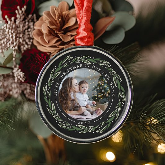 冬のリース |新しいホーム初めてのクリスマス メタルオーナメント