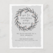 冬のリース「新しいホールのデッキ」新しいアドレス 案内ポストカード (正面)