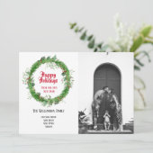 冬のリース 新しい家でのホリデー フォトカード シーズンカード (スタンド正面)