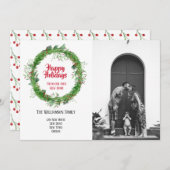 冬のリース 新しい家のお祝い ホリデー フォトカード シーズンカード (正面/裏面)