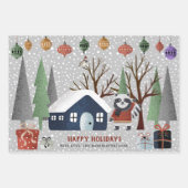 冬のルーン、メリークリスマスと雪 ラッピングペーパーシート (正面)