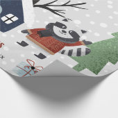 冬のルーン、木々と家クリスマスの休日 ラッピングペーパー (角)