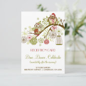 冬のレトロなフクロウの花のホリデー受付カード 招待状 (スタンド正面)