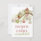 冬のレトロなフクロウの花のホリデーRSVPカード 招待状 (裏面)