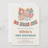 冬のレトロサンタクロースのクリスマスバースデーパーティー 招待状 (正面)