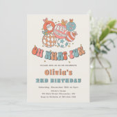 冬のレトロサンタクロースのクリスマスバースデーパーティー 招待状 (スタンド正面)