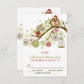 冬のレトロフールズフローラホリデイRSVPカード 招待状 (正面/裏面)