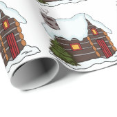 冬のログキャビン ラッピングペーパー (ロールコーナー)