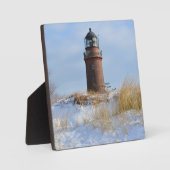 冬のロッキー海岸の頑丈なライトハウス フォトプラーク (正面)