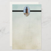 冬のロッキー海岸の頑丈なライトハウス 便箋 (正面/裏面)