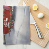 冬のロットワイラーキャラバンクリスマスアドベンチャー キッチンタオル (四つ折り)