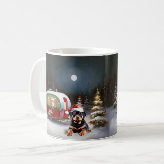 冬のロットワイラーキャラバンクリスマスアドベンチャー コーヒーマグカップ (正面左)
