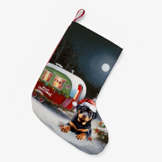冬のロットワイラーキャラバンクリスマスアドベンチャー スモールクリスマスストッキング (正面 (吊り時))