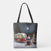 冬のロットワイラーキャラバンクリスマスアドベンチャー トートバッグ (裏面)