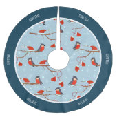 冬のロビンスの木にかわいい鳥クリスマスブルー ブラッシュドポリエステルツリースカート (正面)