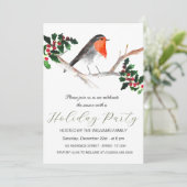 冬のロビン ホリー ホリデー パーティー 水彩 シーズンカード (スタンド正面)