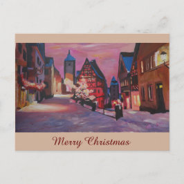 冬のロマンチックなRothenburg Tauberドイツ シーズンポストカード