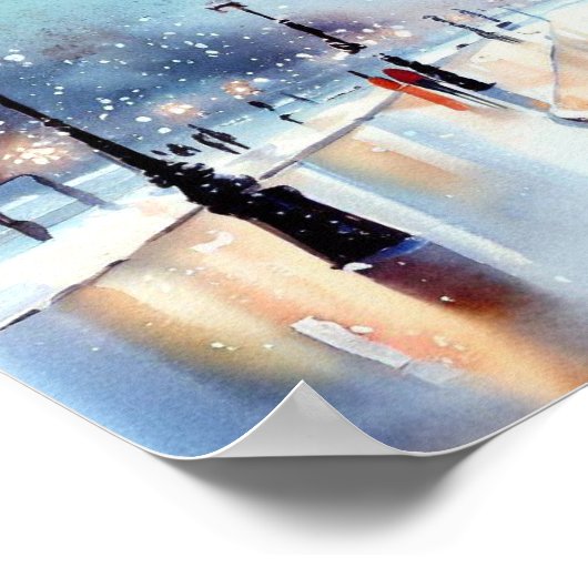 冬のロンドンハイドパーク(A)、水彩画 ポスター (角)