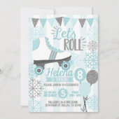 冬のローラースケートで滑る誕生日パーティーの招待 招待状 (正面)