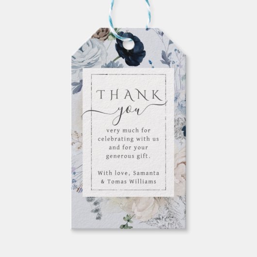 冬のワイルドフラワーエレガントボホ赤ちゃんシャワー ギフトタグ (正面)