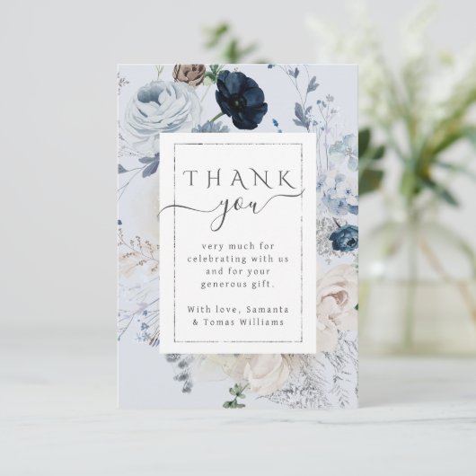 冬のワイルドフラワーエレガントボホ赤ちゃんシャワー サンキューカード (スタンド正面)