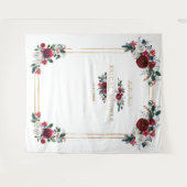 冬のワインレッド フラワー ブライダル シャワー フォト プロップ タペストリー (正面(横))