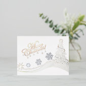 冬のワニ：メリークリスマスツリー 箔シーズンポストカード (立ち正面)