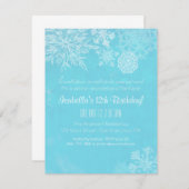 冬のワンエレガントダーランド雪片誕生パーティー 招待状 (正面/裏面)