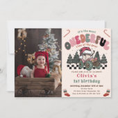 冬のワンダフルトラッククリスマス1歳誕生日 招待状 (正面)