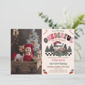 冬のワンダフルトラッククリスマス1歳誕生日 招待状 (スタンド正面)