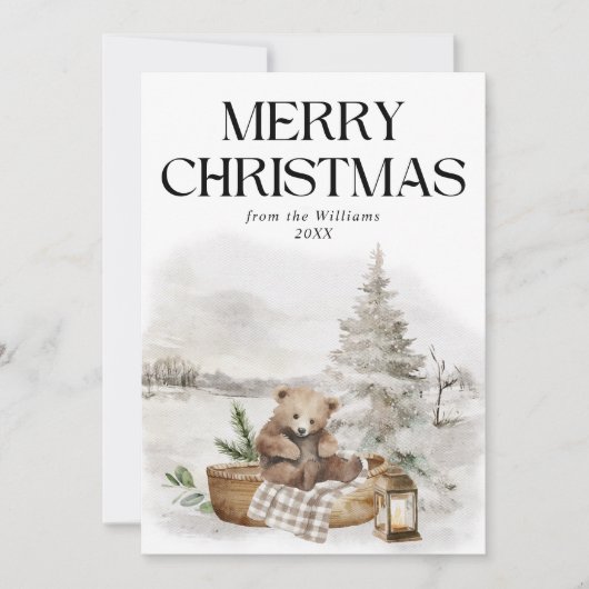 冬のワンダーラエレガントの水の色メリークリスマス シーズンカード (正面)