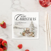 冬のワンダーラフォレストメリークリスマス スタンダードカクテルナプキン (インサイチュ)