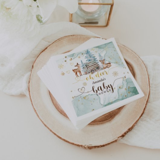 冬のワンダーランドああ鹿の赤ちゃんシャワー スタンダードカクテルナプキン