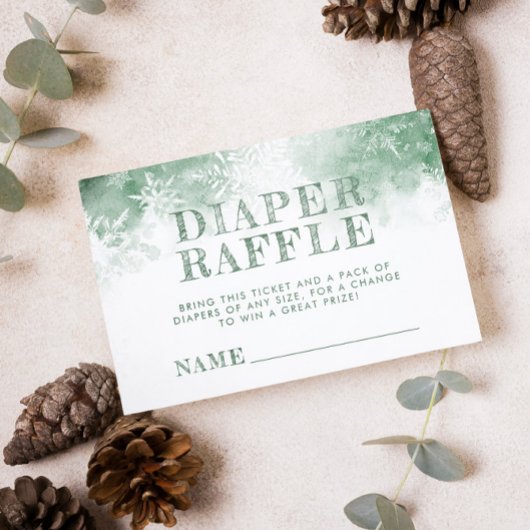 冬のワンダーランドおむつラッフルベビーシャワー エンクロージャーカード