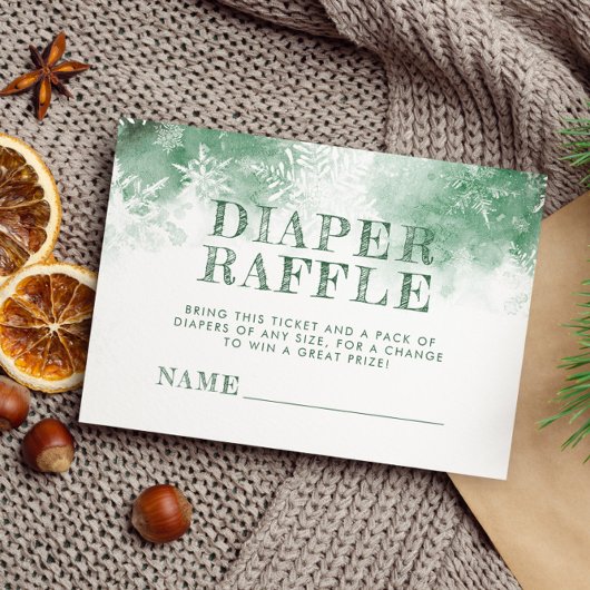 冬のワンダーランドおむつラッフルベビーシャワー エンクロージャーカード