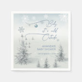 冬のワンダーランドその冷たい外の男の子の赤ちゃんシャワー スタンダードカクテルナプキン (正面)