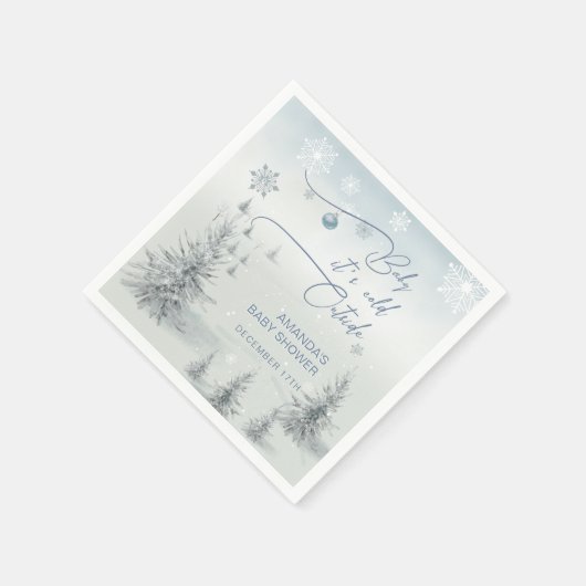 冬のワンダーランドその冷たい外の男の子の赤ちゃんシャワー スタンダードカクテルナプキン (角)