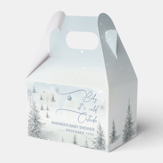 冬のワンダーランドその冷たい外の男の子の赤ちゃんシャワー フェイバーボックス (裏面サイド)