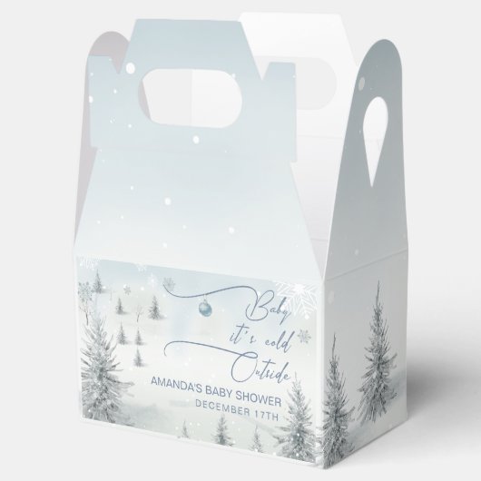 冬のワンダーランドその冷たい外の男の子の赤ちゃんシャワー フェイバーボックス (オープン)