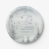 冬のワンダーランドその冷たい外の男の子の赤ちゃんシャワー ペーパープレート (正面)