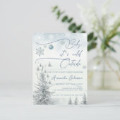 冬のワンダーランドその冷たい外の男の子の赤ちゃんシャワー ポストカード (スタンド正面)