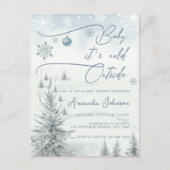 冬のワンダーランドその冷たい外の男の子の赤ちゃんシャワー ポストカード (正面)