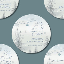 冬のワンダーランドその冷たい外の男の子の赤ちゃんシャワー ラウンドシール