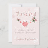 冬のワンダーランドその冷たい外の赤ちゃんシャワー サンキューカード (正面)