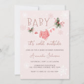 冬のワンダーランドその冷たい外の赤ちゃんシャワー 招待状 (正面)