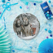 冬のワンダーランドでのそり乗り ペーパープレート (パーティー)