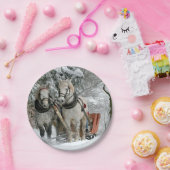 冬のワンダーランドでのそり乗り ペーパープレート (パーティー)