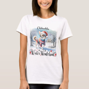 冬のワンダーランドでチワワ Tシャツ