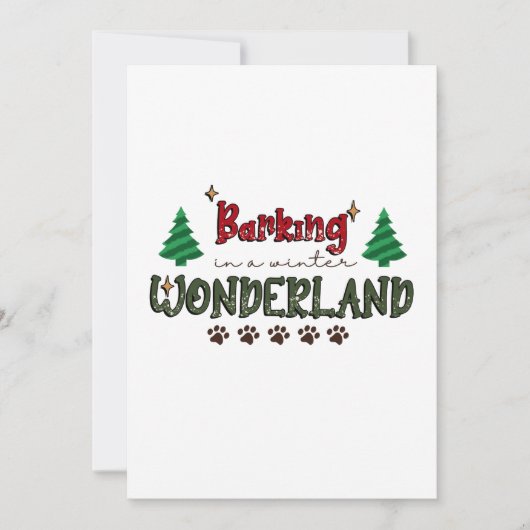 冬のワンダーランドで吠える – 犬のクリスマス サンキューカード (正面)