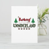 冬のワンダーランドで吠える – 犬のクリスマス サンキューカード (スタンド正面)